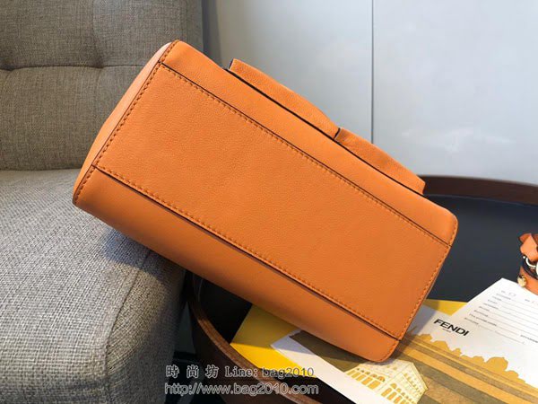 FENDI女包 頂級原單 小號手袋 單手柄手提包 橙色小牛皮 芬迪斜挎包  fdz2104